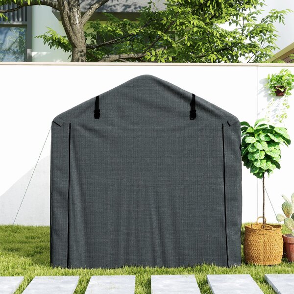 VivaGarden Gazebo da Giardino Tenda Garage Moto Bici 2,2x1,57 mt in Acciaio/Tessuto Protezione raggi UV Chiuso con Porta Avvolgibile colore Grigio 