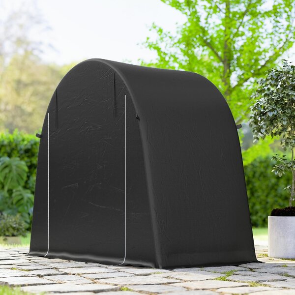 VivaGarden Gazebo da Giardino Tenda Garage Moto Bici 2,4x1,2 mt in Metallo/Tessuto Chiuso con Porta Avvolgibile colore Grigio Scuro