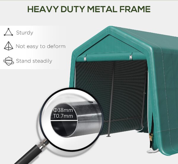 VivaGarden Gazebo da Giardino Tenda Garage Moto Bici 2,4x2 mt in Metallo/Tessuto Chiuso con Porta Avvolgibile colore Verde