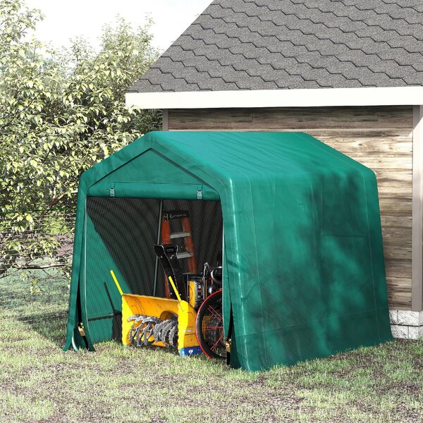 VivaGarden Gazebo da Giardino Tenda Garage Moto Bici 2,4x2 mt in Metallo/Tessuto Chiuso con Porta Avvolgibile colore Verde