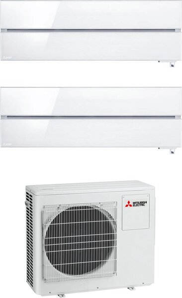 MITSUBISHI Climatizzatore Dual Split Inverter 12000 + 12000 Btu Condizionatore con Pompa di Calore Classe A+++/A++ Gas R32 (Unit Interna + Unit E