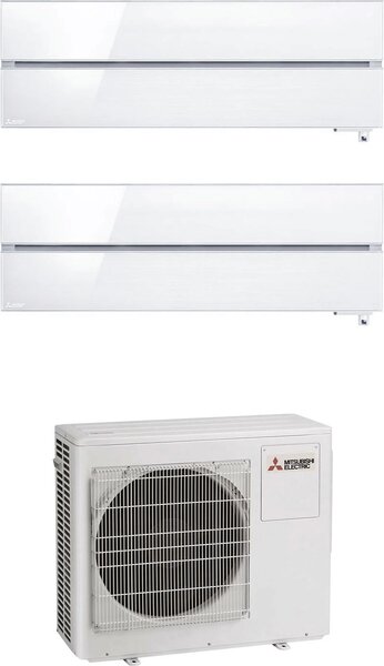 MITSUBISHI Climatizzatore Dual Split Inverter 9000 + 12000 Btu Condizionatore con Pompa di Calore Classe A+++/A++ Gas R32 (Unit Interna + Unit Es