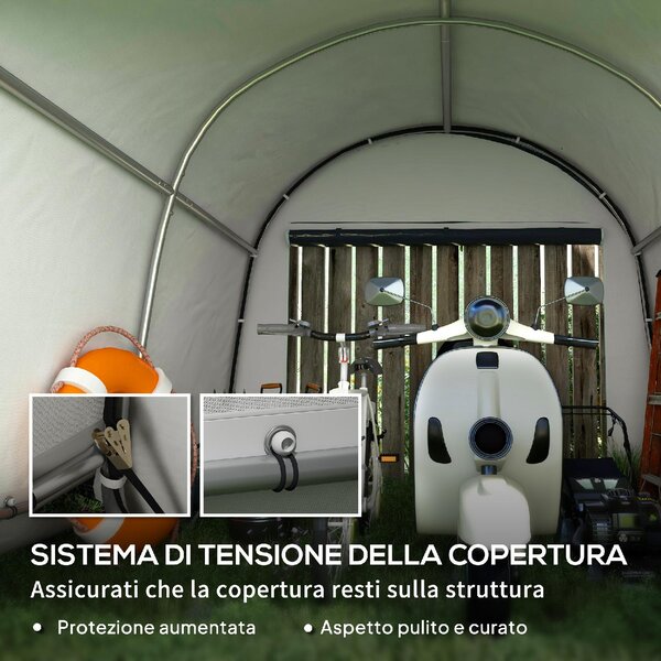 VivaGarden Gazebo da Giardino Tenda Garage Moto Bici 3x3 mt in Acciaio/Tessuto Chiuso con Porta Avvolgibile colore Grigio
