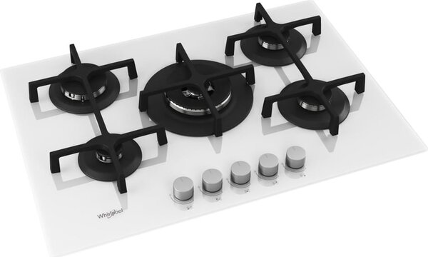 Whirlpool GOA 7523/WH Serie Ambient Piano Cottura 5 Fuochi a Gas 75 cm (1 Bruciatore Doppia Corona) colore Bianco