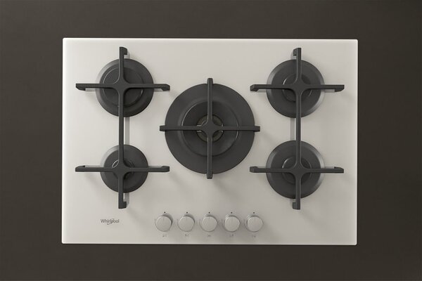 Whirlpool GOA 7523/WH Serie Ambient Piano Cottura 5 Fuochi a Gas 75 cm (1 Bruciatore Doppia Corona) colore Bianco