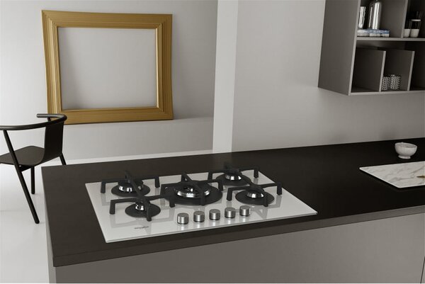 Whirlpool GOA 7523/WH Serie Ambient Piano Cottura 5 Fuochi a Gas 75 cm (1 Bruciatore Doppia Corona) colore Bianco