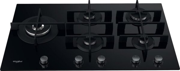 Whirlpool GOWL 958/NB Piano Cottura 5 Fuochi a Gas 86 cm Piano in Vetro colore Nero