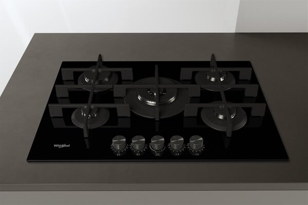 Whirlpool GOWL 758/NB Piano Cottura 5 Fuochi a Gas 73 cm colore Nero