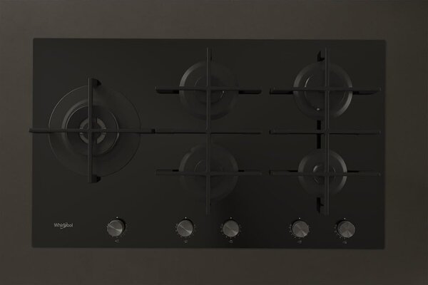 Whirlpool GOWL 958/NB Piano Cottura 5 Fuochi a Gas 86 cm Piano in Vetro colore Nero