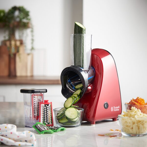 Russell Hobbs Grattugia Elettrica Affetta Verdure Potenza 200 Watt con 3 Funzioni colore Rosso - 22280-56 Desire Slice & Go