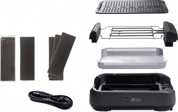 MACOM Griglia Elettrica di Contatto Grill con Aspirazione d'Aria Combinata Potenza 1500 Watt colore Nero - 849 Smokeless Fan Grill Just Kitchen