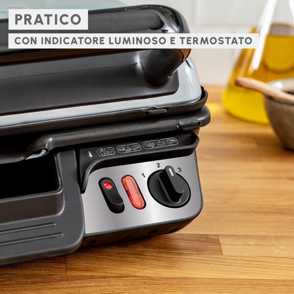 Moulinex Griglia Elettrica Potenza 2000W con Piastre Antiaderenti e Vaschetta Raccogligrassi UltraCompact Comfort - GI306010