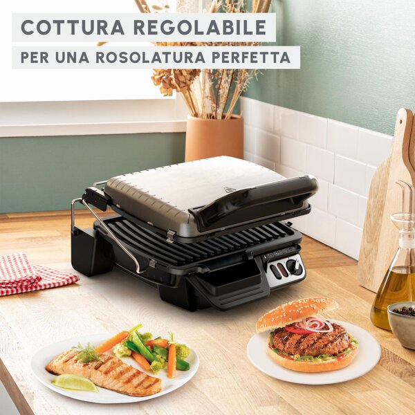 Moulinex Griglia Elettrica Potenza 2000W con Piastre Antiaderenti e Vaschetta Raccogligrassi UltraCompact Comfort - GI306010