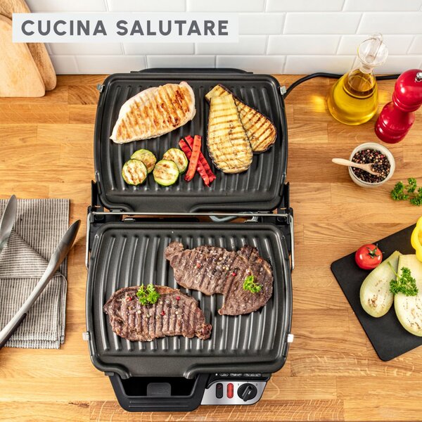 Moulinex Griglia Elettrica Potenza 2000W con Piastre Antiaderenti e Vaschetta Raccogligrassi UltraCompact Comfort - GI306010