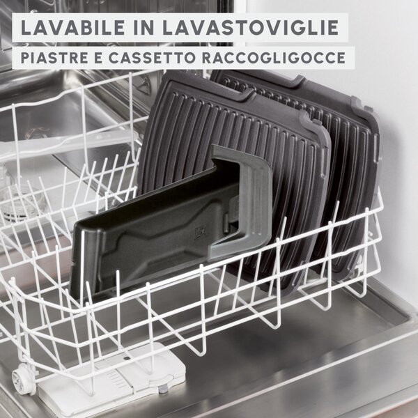 Moulinex Griglia Elettrica Potenza 2000W con Piastre Antiaderenti e Vaschetta Raccogligrassi UltraCompact Comfort - GI306010