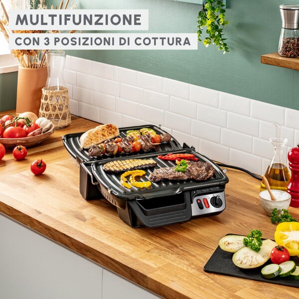 Moulinex Griglia Elettrica Potenza 2000W con Piastre Antiaderenti e Vaschetta Raccogligrassi UltraCompact Comfort - GI306010