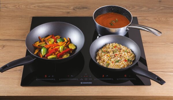 Hoover H-HOB 500 INDUCTION Piano Cottura Induzione 4 Fuochi Larghezza 60 cm in Vetroceramica colore Nero - HTPS64MCTT/1