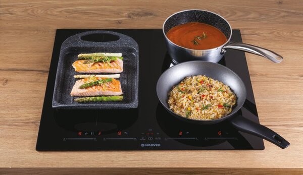 Hoover H-HOB 500 INDUCTION Piano Cottura Induzione 4 Fuochi Larghezza 60 cm in Vetroceramica colore Nero - HTPS64MCTT/1