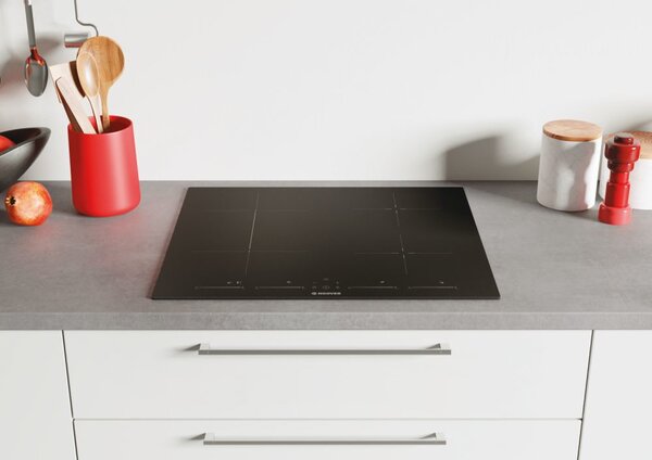 Hoover H-HOB 500 INDUCTION Piano Cottura Induzione 4 Fuochi Larghezza 60 cm in Vetroceramica colore Nero - HTPS64MCTT/1