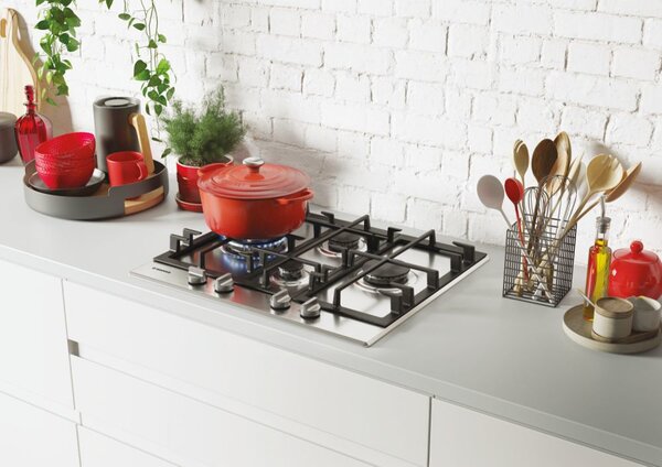 Hoover H-HOB 300 GAS Piano Cottura 4 Fuochi a Gas Larghezza 60 cm in Acciaio Inox colore Inox - HHG6D5WK3X