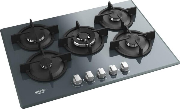 Hotpoint Ariston HAGD 72S/MR Piano Cottura 5 Fuochi a Gas 73 cm colore Nero Specchio