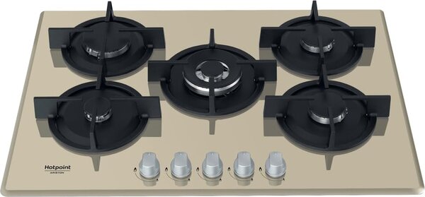 Hotpoint Ariston HAGD 72S/CH Piano Cottura 5 Fuochi a Gas 73 cm colore Champagne
