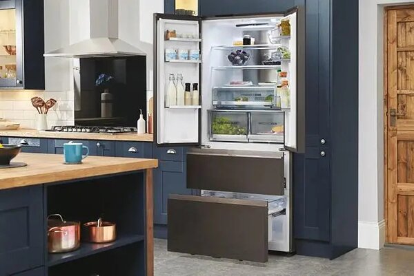 Haier HB18FGSAAA Frigorifero Americano 4 porte Side by Side 508 Litri Classe E No Frost / Multi Airflow colore Titanio