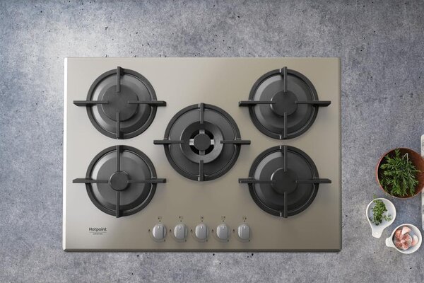 Hotpoint Ariston HAGD 72S/CH Piano Cottura 5 Fuochi a Gas 73 cm colore Champagne