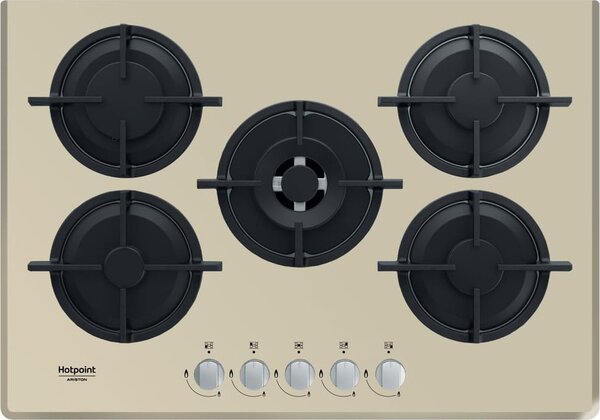 Hotpoint Ariston HAGD 72S/CH Piano Cottura 5 Fuochi a Gas 73 cm colore Champagne