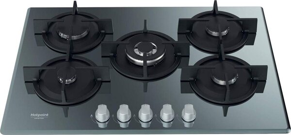 Hotpoint Ariston HAGD 72S/MR Piano Cottura 5 Fuochi a Gas 73 cm colore Nero Specchio