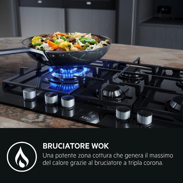 Aeg HGB64400SM Piano Cottura 4 Fuochi a Gas 60 cm colore Inox