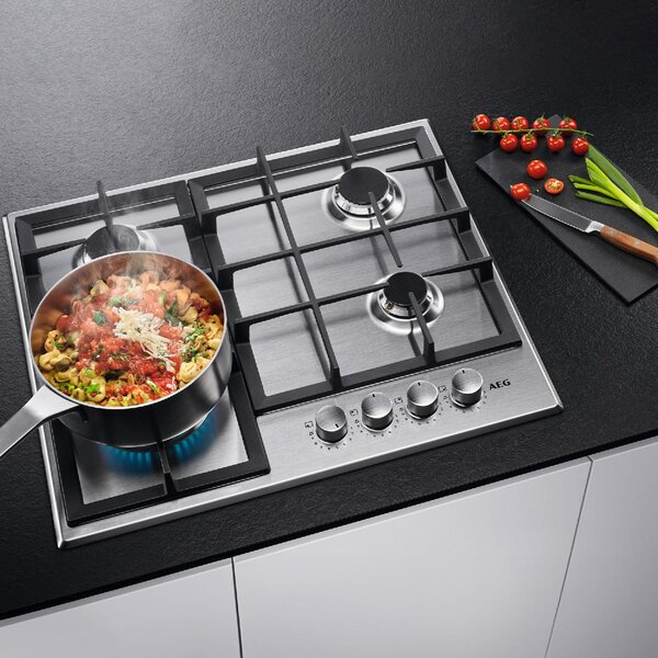 Aeg HGB64400SM Piano Cottura 4 Fuochi a Gas 60 cm colore Inox