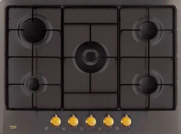 Beko HIAW 75224 SAR Piano Cottura 5 Fuochi a Gas 75 cm (1 Bruciatore Wok) colore Nero