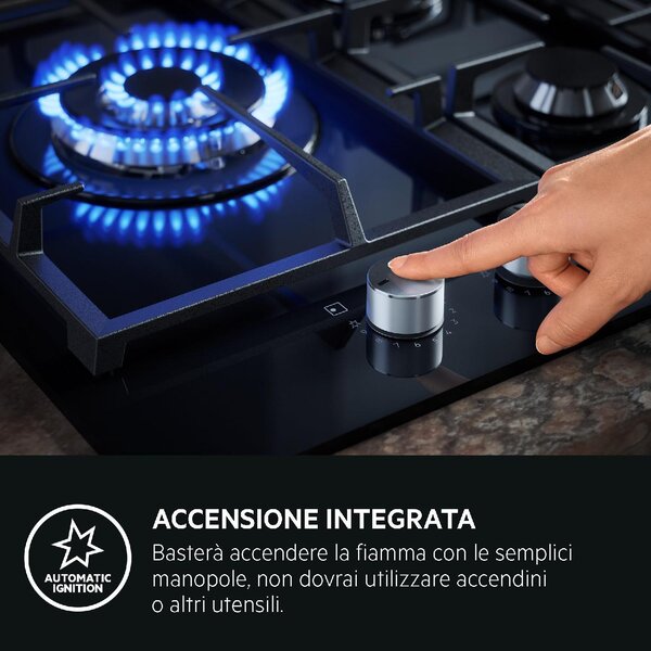 Aeg HGB64400SM Piano Cottura 4 Fuochi a Gas 60 cm colore Inox