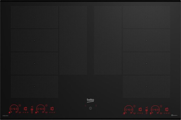 Beko HII88810NTI Piano Cottura Induzione 8 Fuochi 80 cm Piano in Vetro colore Nero