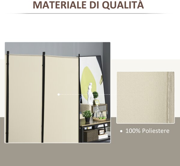 Paravento Pieghevole HOMCOM 3 Pannelli - Separè In Legno E PP Per Casa E Ufficio - Foto 5