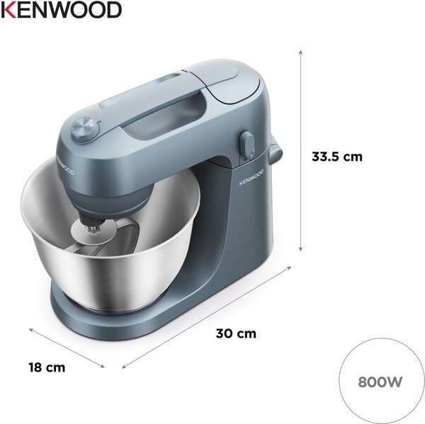 Kenwood Impastatrice Planetaria Capacit Ciotola 4 Litri Potenza 800 Watt colore Blu e Inox - KZM35.000GY