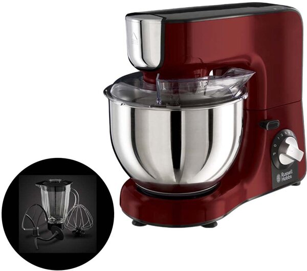 Russell Hobbs Impastatrice Planetaria Capacit Ciotola 5 Litri 8 Velocit Potenza 1000 Watt + Bicchiere Frullatore 1.5 Litri colore Rosso - 23480-5