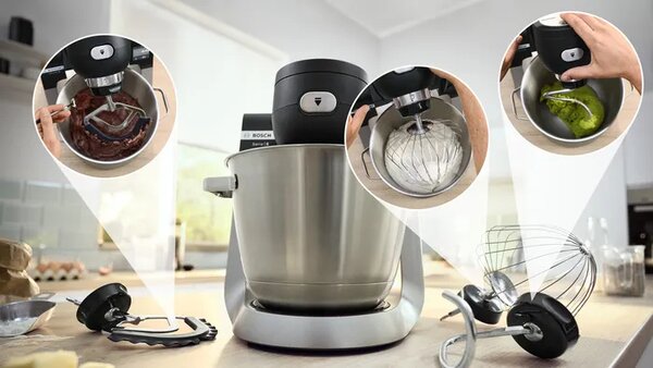 Bosch Impastatrice Planetaria Capacit Ciotola 5.5 Litri Potenza 1600 Watt con Accessori colore Acciaio Inox e Nero - MUMS6ZS34 Serie 6
