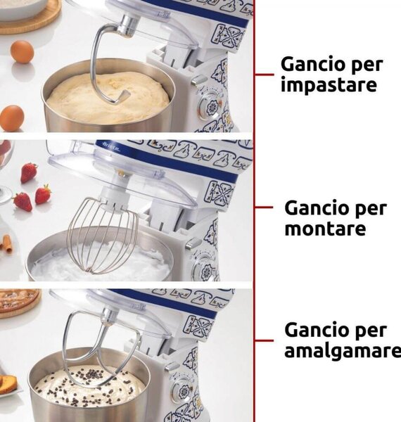 Ariete Impastatrice Planetaria Capacit Ciotola 5.5 Litri Potenza 1200 Watt 7 Velocit + Funzione Pulse Estetica Capri - 00C15880CAR0