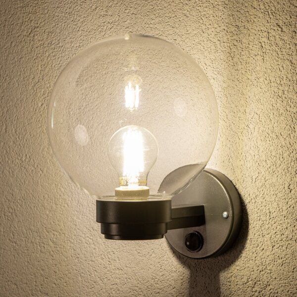 Brilagi - Applique da esterno con sensore HARBOR 1xE27/40W/230V IP33 nero/trasparente