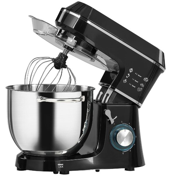 DecHome Impastatrice Planetaria Capacit Ciotola 7L Potenza 1400W Multifunzione con 6 Velocit, Gancio Impastatore, Frusta e Sbattitore colore Nero