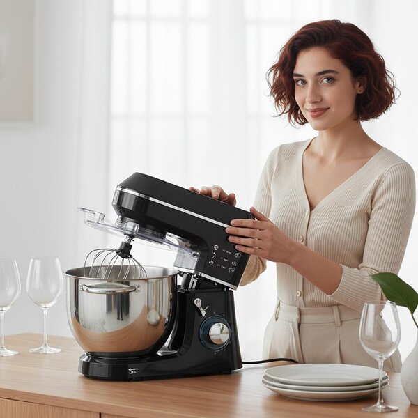 DecHome Impastatrice Planetaria Capacit Ciotola 7L Potenza 1400W Multifunzione con 6 Velocit, Gancio Impastatore, Frusta e Sbattitore colore Nero