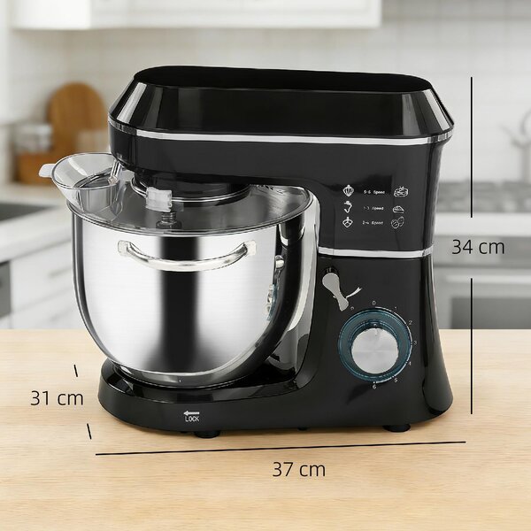 DecHome Impastatrice Planetaria Capacit Ciotola 7L Potenza 1400W Multifunzione con 6 Velocit, Gancio Impastatore, Frusta e Sbattitore colore Nero