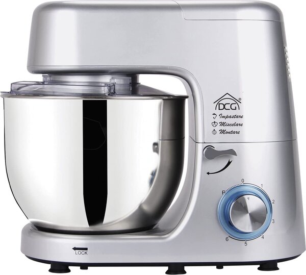 DCG Impastatrice Planetaria Capacit Ciotola 8 Litri Potenza 1400 Watt colore Inox - KM1508S