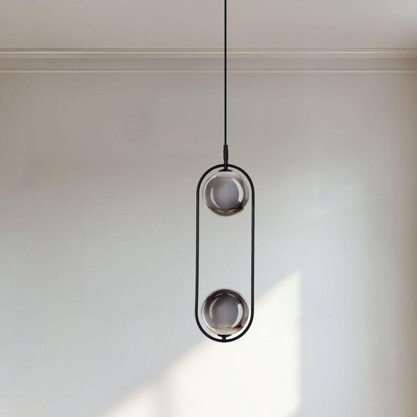 Lampada a sospensione art déco CORDEL - 2xG9, 28W, nero / grafite