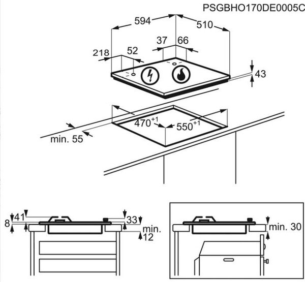 Electrolux KGS6404T Piano Cottura 4 Fuochi a Gas 60 cm colore Terra di Francia