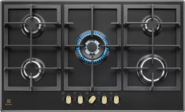 Electrolux KGS 9536 RN Serie Pro Piano Cottura 86 cm a Gas 5 Fuochi (1 Bruciatore Wok) colore Nero