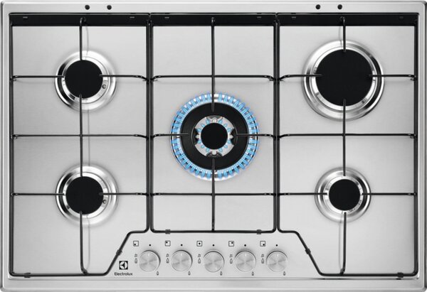 Electrolux KGS7534SX Piano Cottura 5 Fuochi a Gas 75 cm (1 Bruciatore Wok) colore Inox
