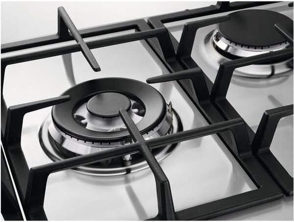 Electrolux KGS7536SX Linea Slim Piano Cottura 5 Fuochi a Gas 75 cm Griglie in Ghisa (1 Bruciatore Wok) colore Inox